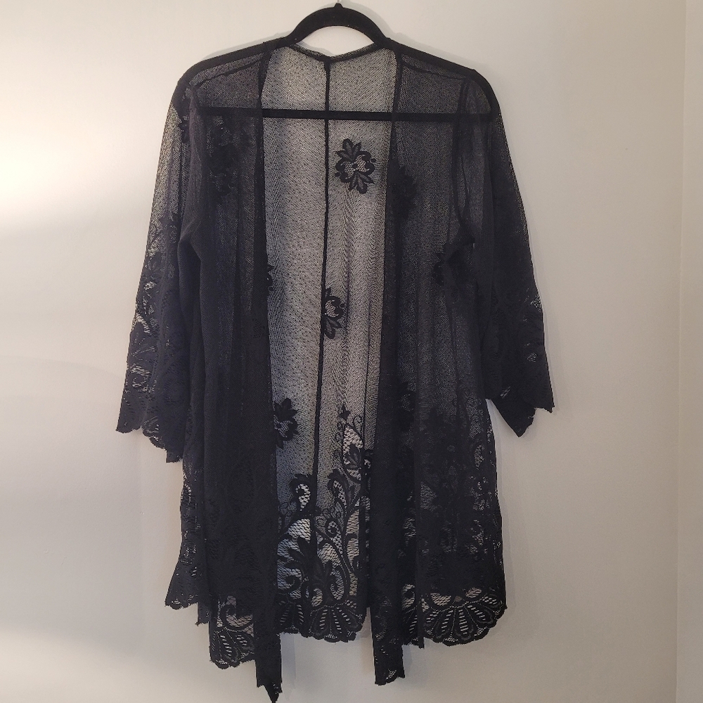 Black Lace Kimono Cardigan